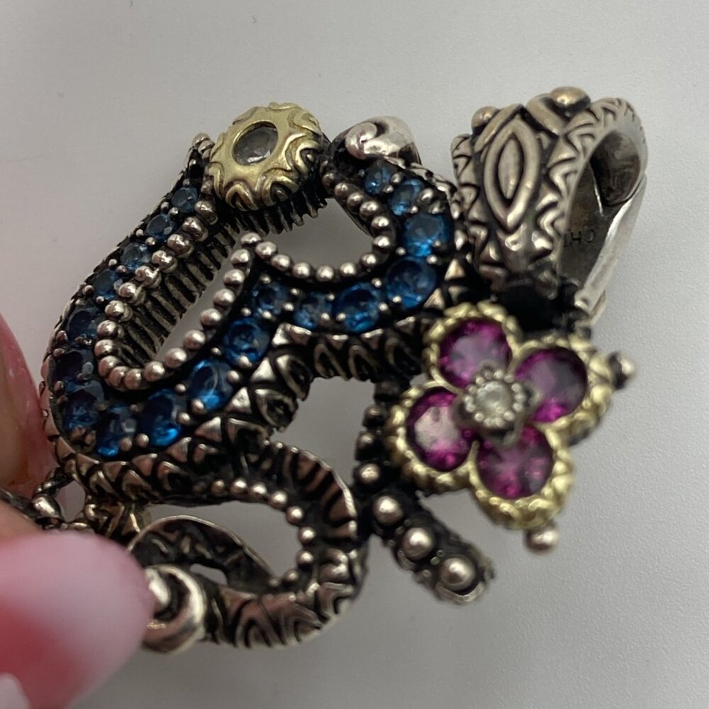 Barbara Bixby Sterling Silver 18K Gemstone Om Enhancer Pendant Pearl Topaz Garne - Picture 8 of 8